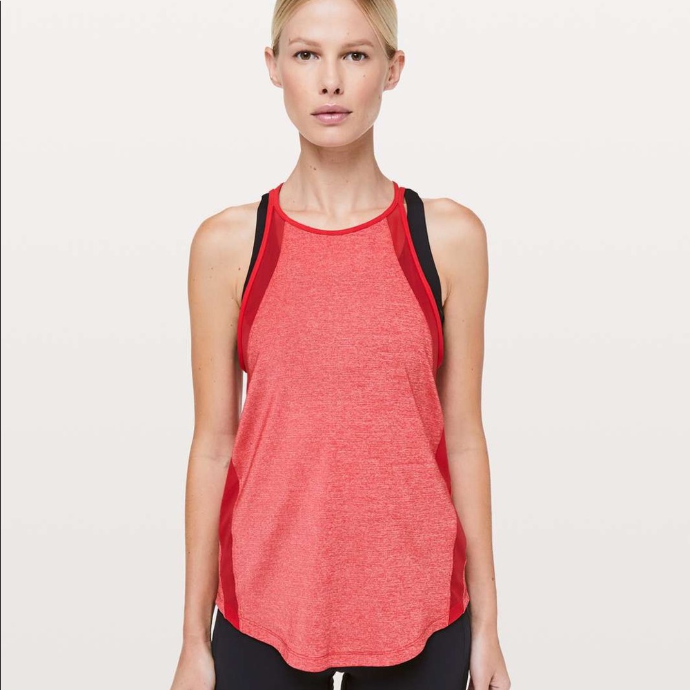 Lululemon red high neck tank size 4